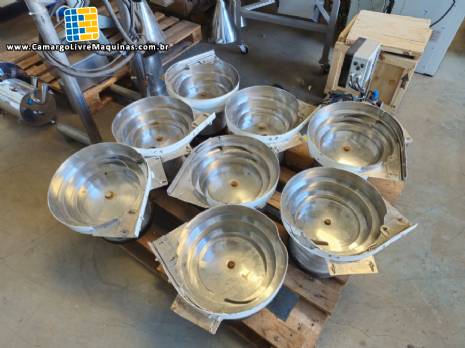 Posicionador alimentador panela vibrat�ria em inox Brovind