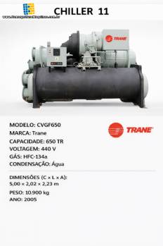 Chiller banco de �gua gelada industrial com condensa��o � �gua Trane 650 TR
